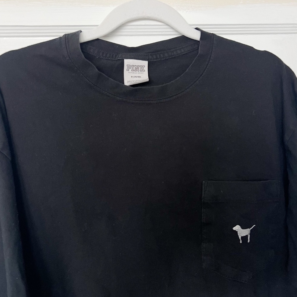 Victoria’s Secret PINK Black Sequins Bling Long Sleeve Tee | M - Picture 3 of 9